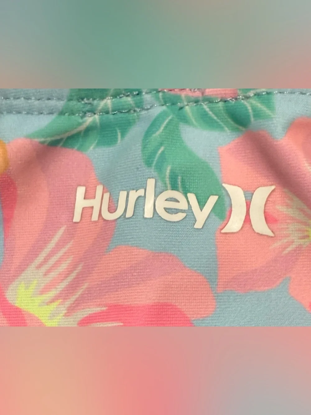 Hurley Girls Floral One-Piece Swimsuit - Blue, Pink & Orange - Picture 3 of 7